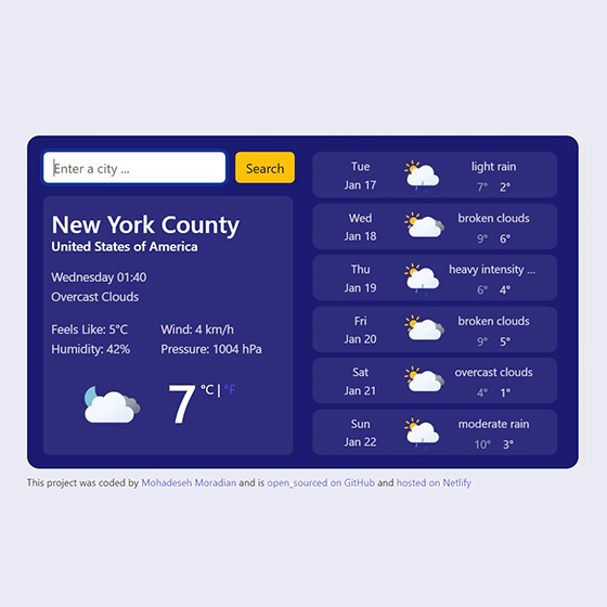 react weather app preview